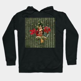 Merry christmas, Santa Claus with gifts and christmas flowers Hoodie